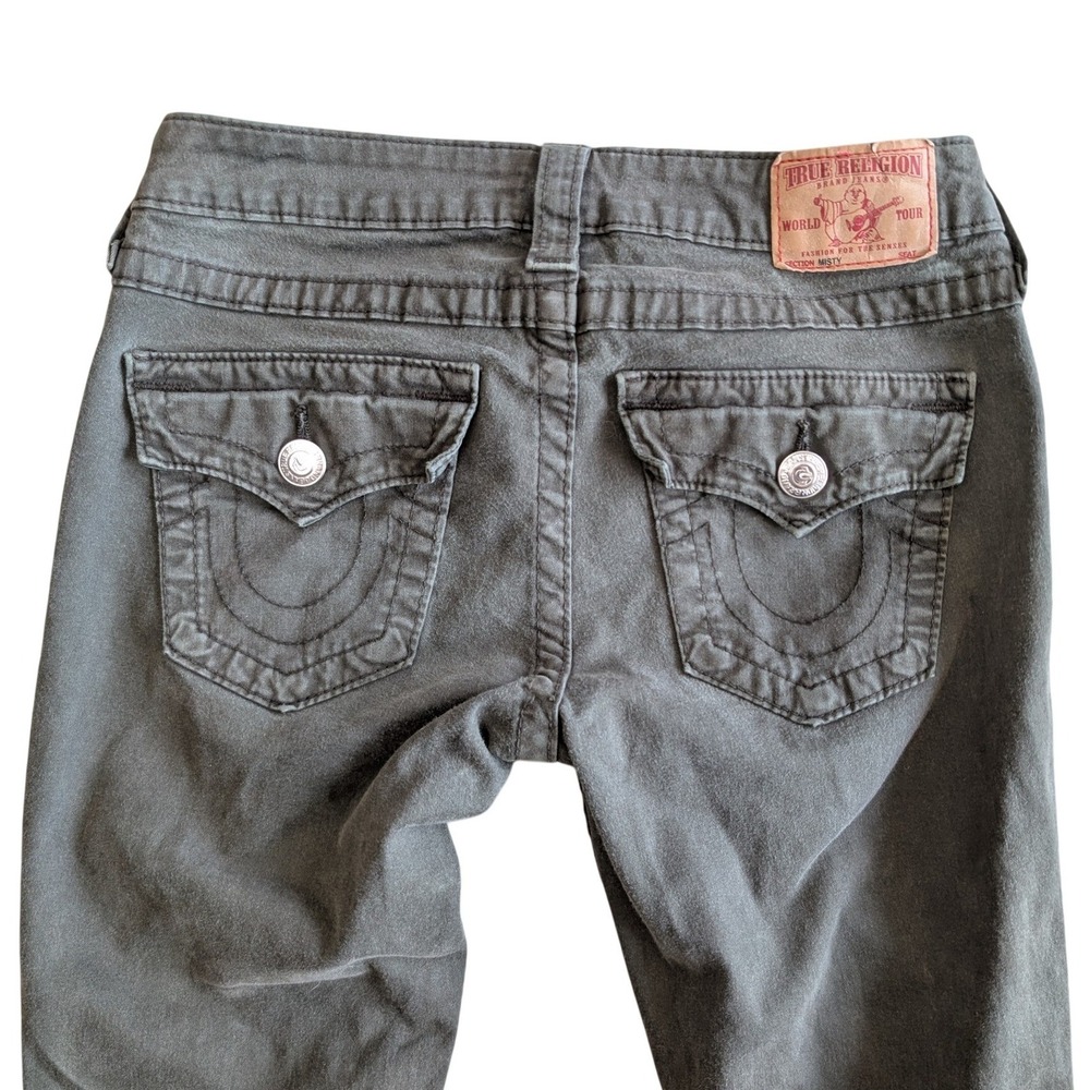True Religion Women's Skinny Jeans in Charcoal with Tan Patch